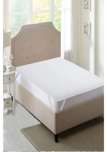 50X90 cm Pamuklu Sıvı Geçirmez Köşe Lastikli Bebek Alez Beyaz