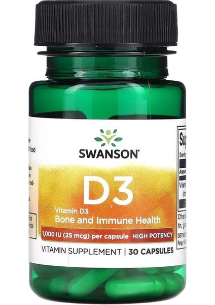 Vitamin D3 High Potency 1,000 Iu 30 Kapsül