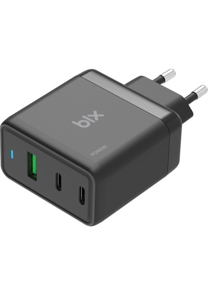BX3P65G 65W Gan Qualcom 4.0 2*type-C & Usb-A 3 Portlu, MacBook Pro/air, iPad Air/pro, iPhone 16/15/14/14 Pro Max iPhone /13/13 Pro Max, Galaxy S24/S23/S22/S21 Uyumlu BX-3P65G