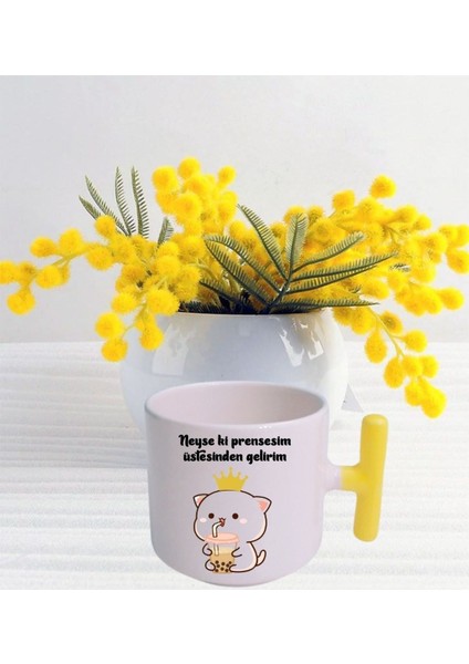 Sarı Kulplu Prensesim Tükenmez Kupa, Şık ve Kullanışlı Tasarım ile Günlük Kullanım