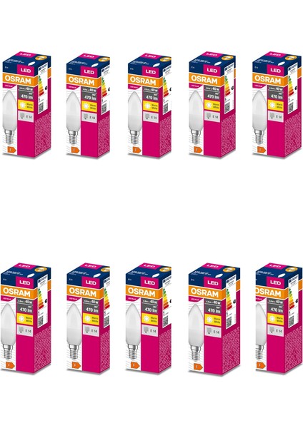 Osram Value B40 4.9W 827 2700K Sarı Renk E14 Mum LED Ampul