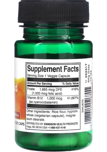 Folic Asid & B12 Energy Support 2'si 1 Arada 30 Veg Kapsül fiyatları