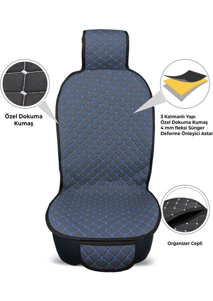 Blueline Serisi Terletmez Dokuma Kumaş Oto Koltuk Koruyucu Kılıfı Ön ve Arka Koltuk Takım fiyatları
