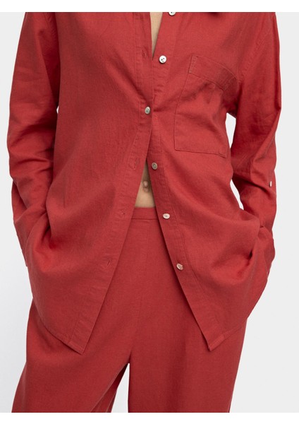 Cepli Keten Karışımlı Gömlek