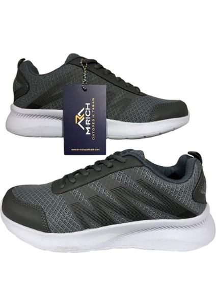 M-Rıch Unısex Füme-Beyaz Ultra Hafif Ortopedik Taban Yürüyüş Ayakkabı