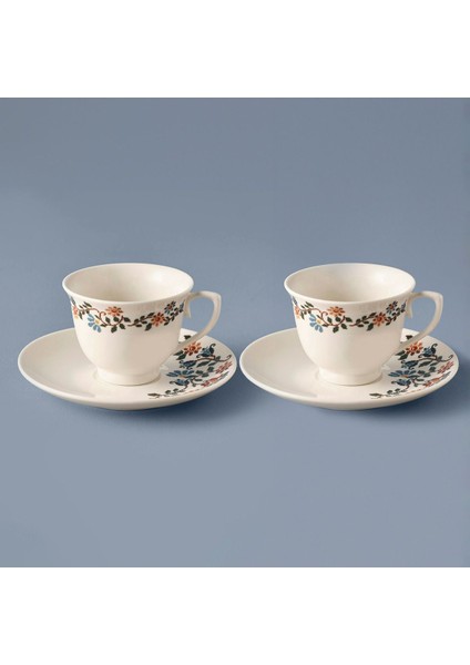 Mavi Vintage Porselen 2'li Kahve Fincanı (90 Cc) Şık ve Zarif Tasarım