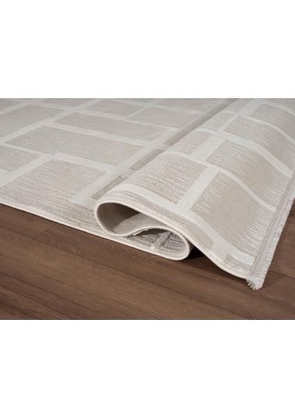 Sümer SM015A Krem Renkli Halı Çizgi Desenli Dekoratif Modern Antialerjik Salon Mutfak Halısı fiyatları