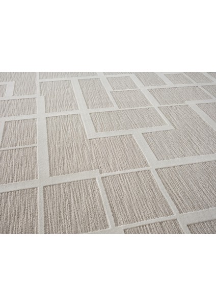 Sümer SM015A Krem Renkli Halı Çizgi Desenli Dekoratif Modern Antialerjik Salon Mutfak Halısı modelleri