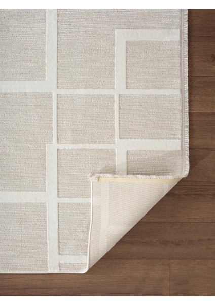 Sümer SM015A Krem Renkli Halı Çizgi Desenli Dekoratif Modern Antialerjik Salon Mutfak Halısı indirimleri