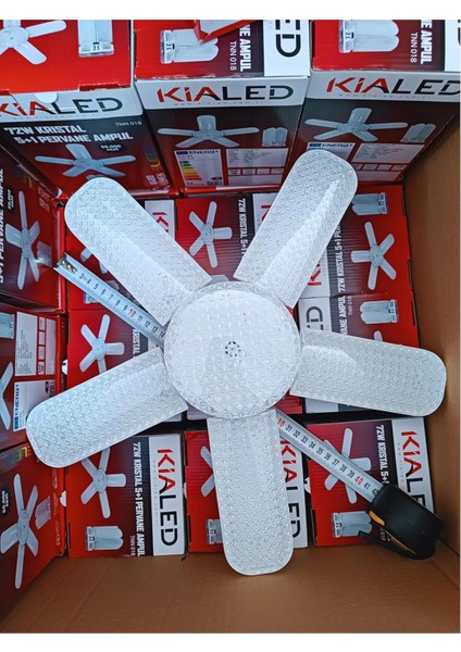 LED Ampul 72W - 5 Kanatlı, Katlanabilir, Yüksek Işık Gücü, E27 Duy, 6500K Beyaz Işık, 360° Aydınlatma