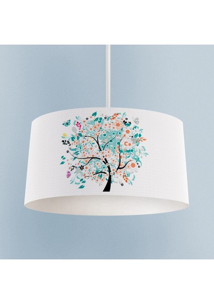 Renkli Kelebekli Ağaç Desenli Çocuk Odası Avizesi