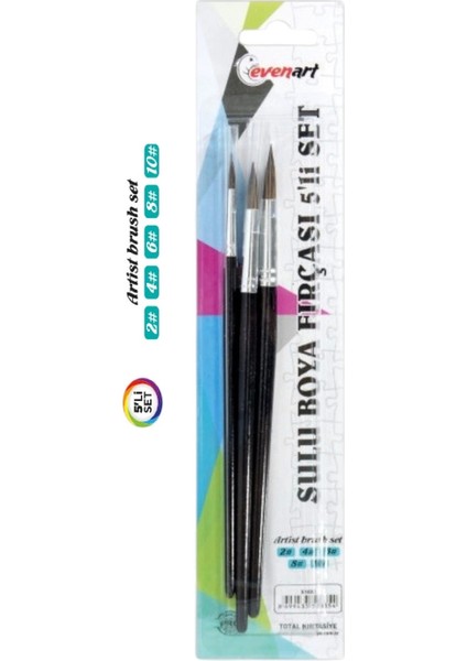 Suluboya Fırçası 5li Set ( 2-4-6-8-10 )