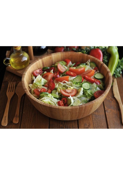 Beyaz Bambu Salata Kasesi, Şık ve Doğal Tasarım, Sağlıklı Servis Için Ideal.