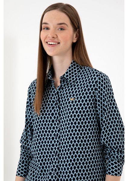 Kadın Lacivert Gömlek Desenli 50317243-VR033 fiyatları