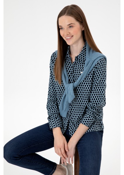 Kadın Lacivert Gömlek Desenli 50317243-VR033 modelleri