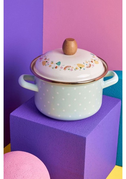 Yeşil Emaye Tencere 16 Cm, Dayanıklı ve Şık Mutfak Gereci