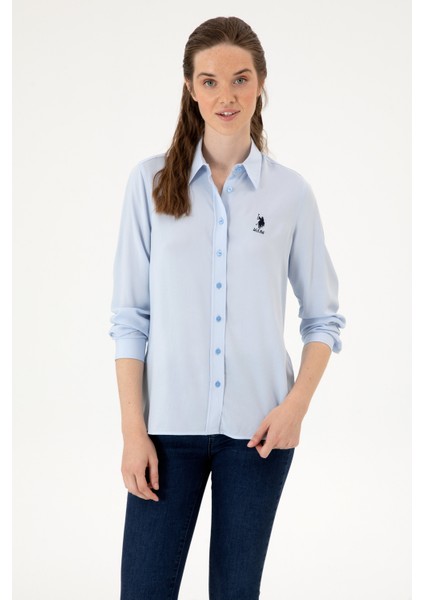 Kadın Açık Mavi Gömlek Desenli 50316429-VR003