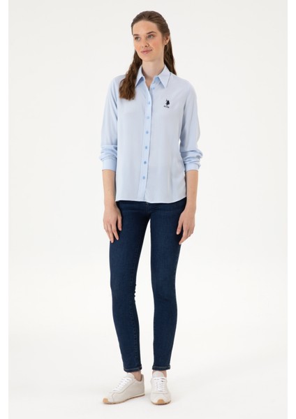 Kadın Açık Mavi Gömlek Desenli 50316429-VR003 fırsatları