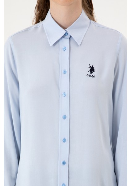 Kadın Açık Mavi Gömlek Desenli 50316429-VR003