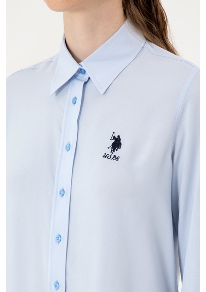 Kadın Açık Mavi Gömlek Desenli 50316429-VR003