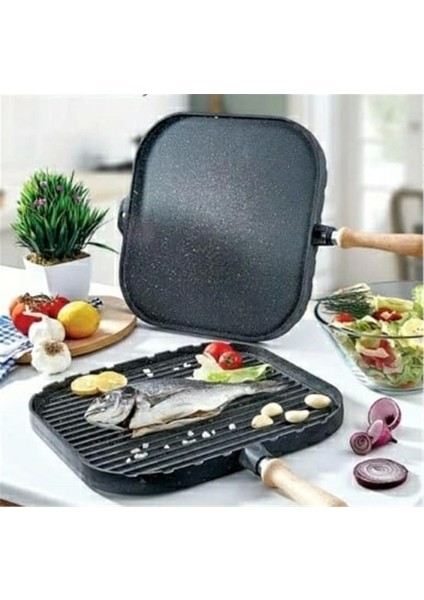 Çift Taraflı Kare Gözleme Tava 36 cm Siyah, Pratik ve Şık Mutfak Gereci