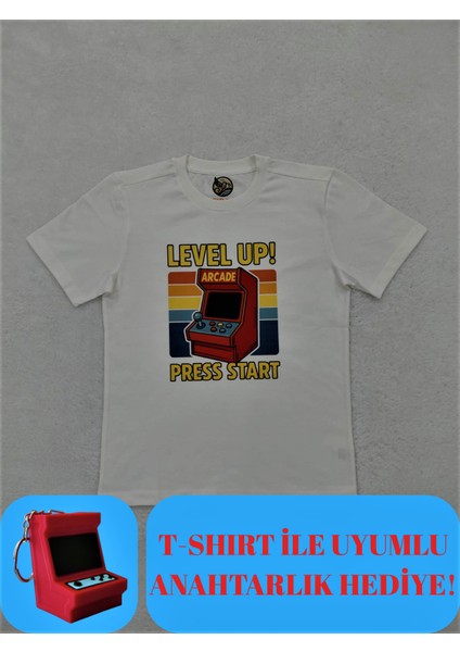 Arcade Atari Baskılı Pamuklu Unisex Çocuk Tişörtü (Anahtarlık Hediyeli)