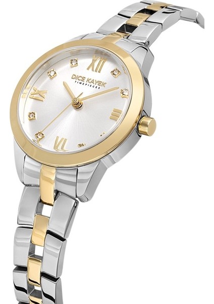DK.1.AG1410.05 Taşlı Tasarım Çelik Kordon Çelik Kasa 5 Atm Suya Dayanıklı Metalik-Altın Renk Kadın Kol Saati modelleri