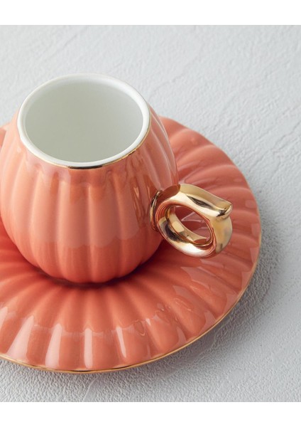 4'lü Kahve Fincan Takımı, Bone China, Terracotta, Şık ve Zarif Tasarım fırsatları