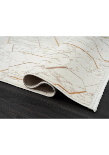 Lotus Plus 08581A Beyaz Halı Bej Abstract Detaylı Modern Ince Akrilik Tozuaz Salon Halısı Koridor fırsatları