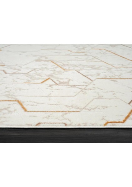 Lotus Plus 08581A Beyaz Halı Bej Abstract Detaylı Modern Ince Akrilik Tozuaz Salon Halısı Koridor indirimleri