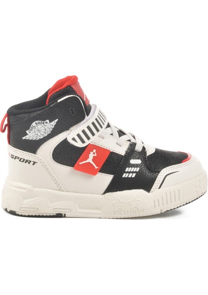 Siyah Kırmızı Cırtlı Erkek Çocuk Hi Sneaker