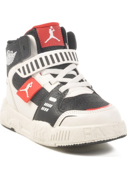 Siyah Kırmızı Cırtlı Erkek Çocuk Hi Sneaker modelleri