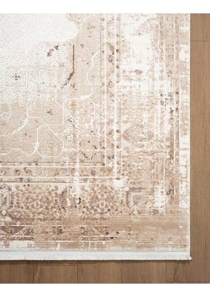 Vogue VG008K Kahve Çerçeveli Göbekli Klasik Desen Modern Renk 100 Tarak Salon Halısı Ipek Serisi indirimleri