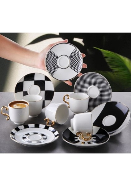 Şık 6'lı Porselen Kahve Takımı, Zarif ve Dayanıklı Tasarım, Ev Dekorunu Tamamlar
