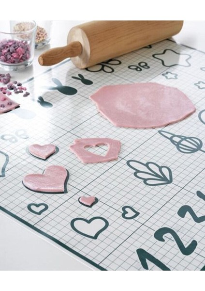 Büyük Boy Silikon Hamur Açma Matı, Çift Taraflı, Beyaz ve Turkuaz Renk fiyatları