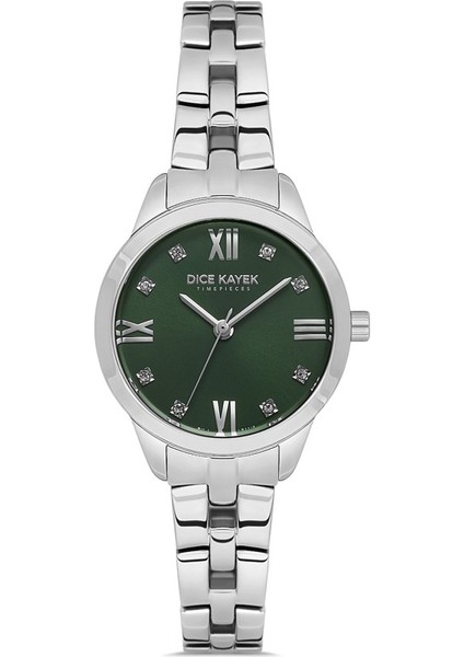 DK.1.AG1410.03 Taşlı Tasarım Çelik Kordon Çelik Kasa 5 Atm Suya Dayanıklı Metalik Renk Kadın Kol Saati