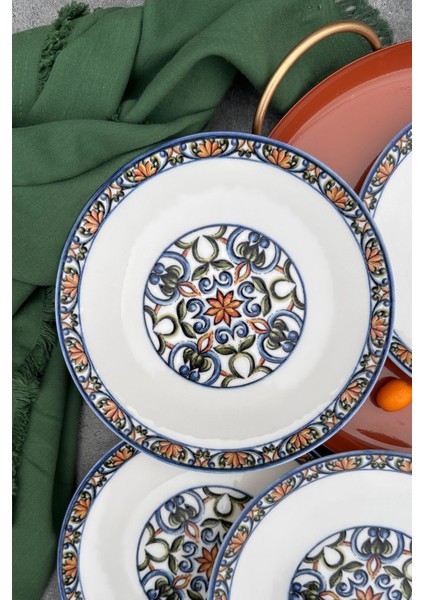 6 Kişilik 19 cm Özel Tasarım Porselen Pasta ve Kahvaltı Sunum Tabağı, Mavi Renk fiyatları