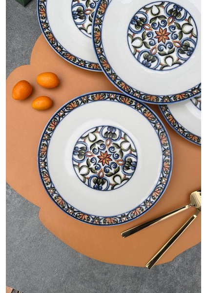 6 Kişilik 19 cm Özel Tasarım Porselen Pasta ve Kahvaltı Sunum Tabağı, Mavi Renk modelleri