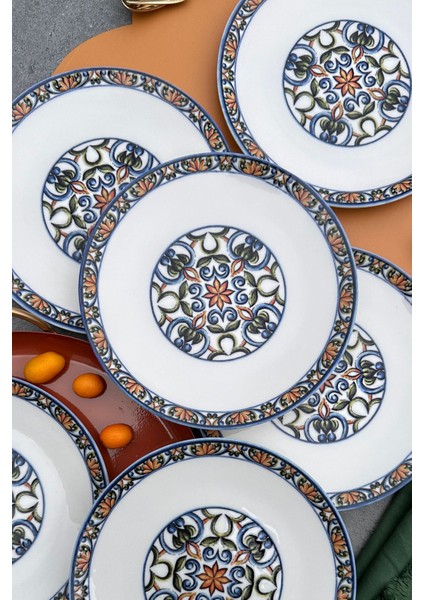 6 Kişilik 19 cm Özel Tasarım Porselen Pasta ve Kahvaltı Sunum Tabağı, Mavi Renk fırsatları