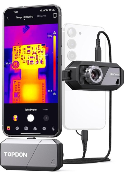 Topdon TS001 256X192 Ir Çözünürlüklü Termal Kamera Android Için 9mm Ayarlanabilir Odaklı Lensli