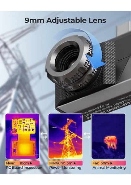 Topdon TS001 256X192 Ir Çözünürlüklü Termal Kamera Android Için 9mm Ayarlanabilir Odaklı Lensli indirimleri