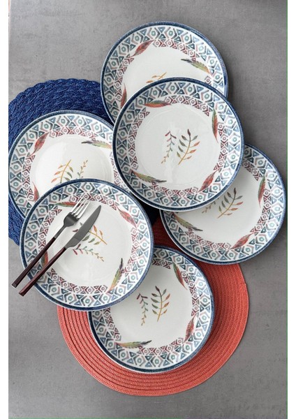 Bej Bitki Desenli 6 Kişilik Porselen Kahvaltı Sunum Tabakları, 25,5 cm fiyatları