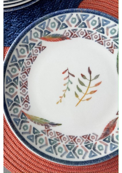 Bej Bitki Desenli 6 Kişilik Porselen Kahvaltı Sunum Tabakları, 25,5 cm modelleri