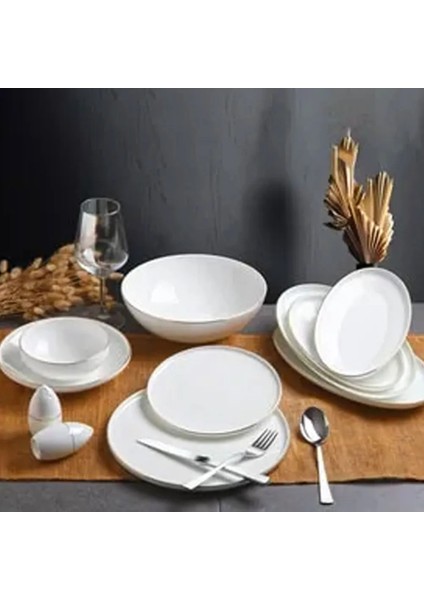 Bone China Bone China Platin 55 Parça 12 Kişilik Yemek Takımı G3161