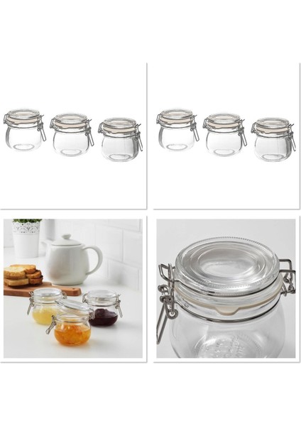 Turuncu Kapaklı 6'lı Cam Kavanoz Takımı 13 Cl, Şık ve Kullanışlı Mutfak Seti