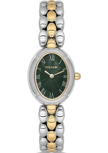 DK.1.AG1422.03 Romen Rakamlı Oval Kadranlı Çelik Kordon Çelik Kasa 3 Atm Suya Dayanıklı Metalik-Altın Renk Kadın Kol Saati