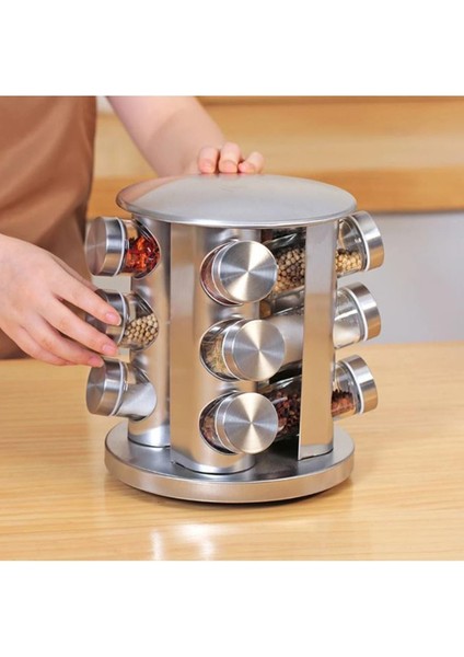 Dönerli 12'li Paslanmaz Çelik Baharatlık Seti, Şık ve Işlevsel Mutfağa Uygun