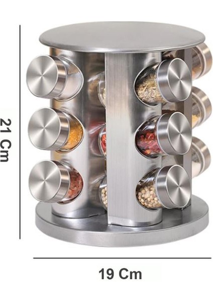 Dönerli 12'li Paslanmaz Çelik Baharatlık Seti, Şık ve Işlevsel Mutfağa Uygun modelleri