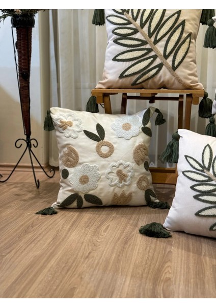 4'lü Punch Işlemeli Nakışlı Dekoratif Kırlent Kılıfı fırsatları