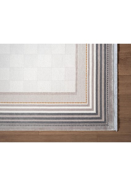 Fresco FC001G Gri Çerçeveli Halı Modern Desen 100 Tarak Viskon Parlak Yumuşak Ipek Serisi indirimleri